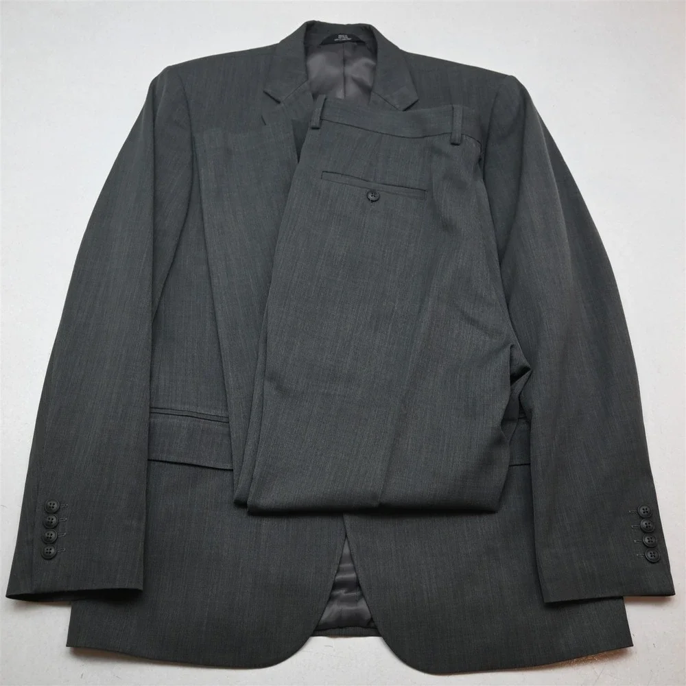 Haggar 40R 36x30 Gray Travel Performance Tailored Mens Jacket Pants Suit